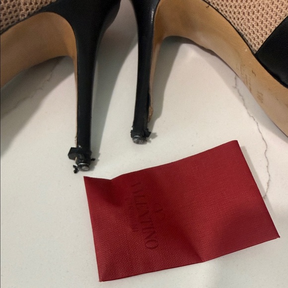 Valentino Garavani Beige Mesh and Black Leather Studded Ankle Boot - Picture 11 of 16